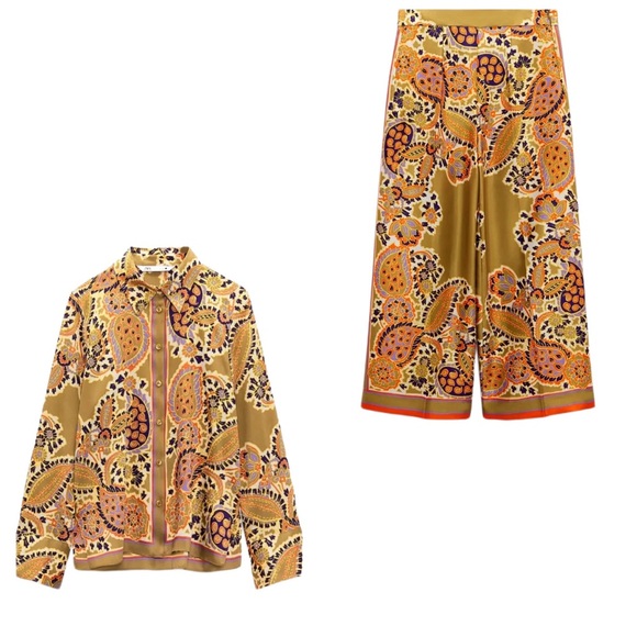 ZARA 2 Piece Satin Coord Paisley Set - Size M - Sold Out Everywhere! - Picture 2 of 6
